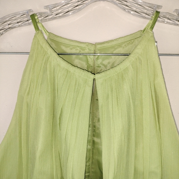 Vintage Maggy London Crepe Silk Overlay High Cut Neckline Midi Dress Sz. 14 - Picture 4 of 12